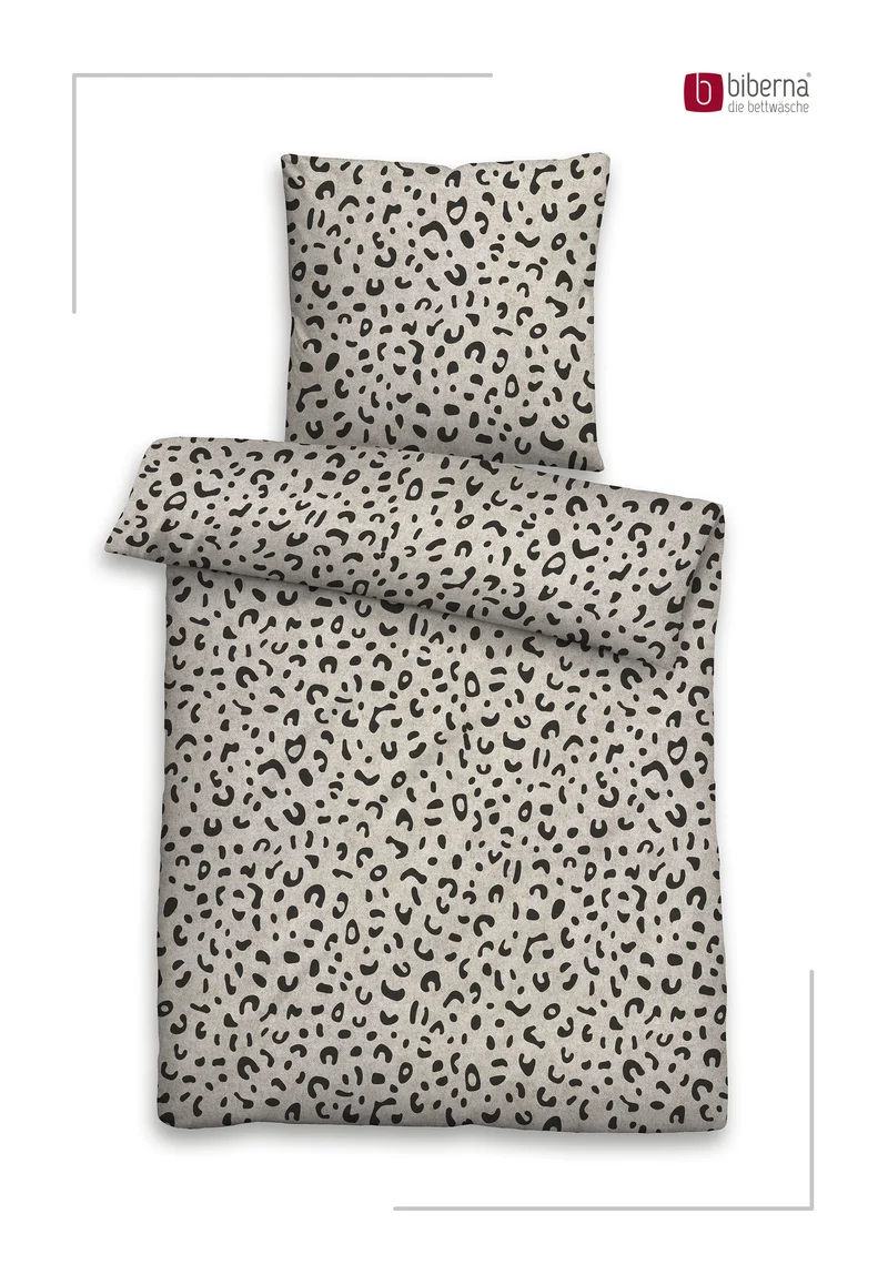biberna Melange-Flanell Bettwäsche Animal Print – Kitt (0847266)