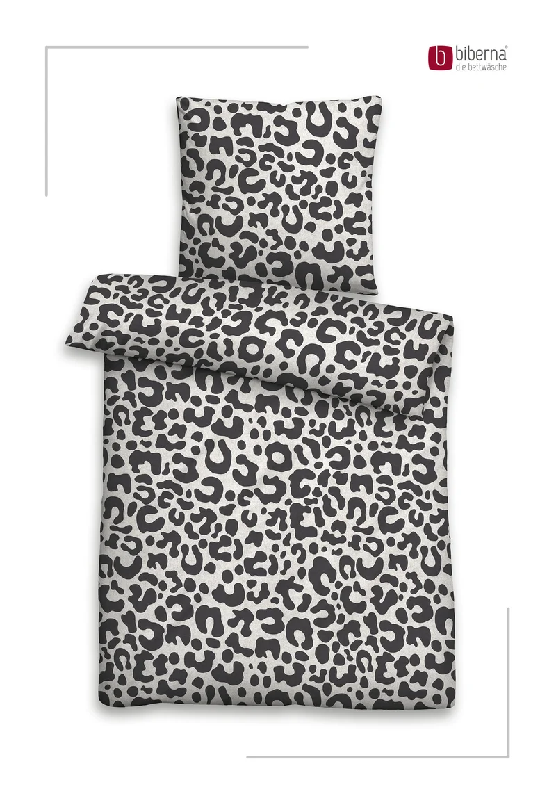 biberna Melange-Flanell Bettwäsche Animal Print – Grau (0847267)