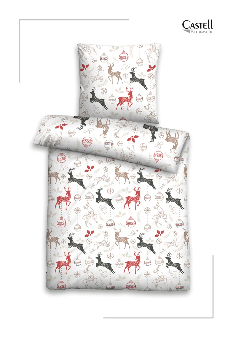 Castell Feinbiber Bettwäsche Hirsch – Weiss (0306734)