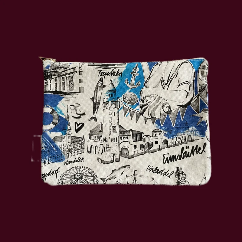 Stylische Zubehörtasche im einzigartigen Hamburgdesign aus 100% Baumwolle