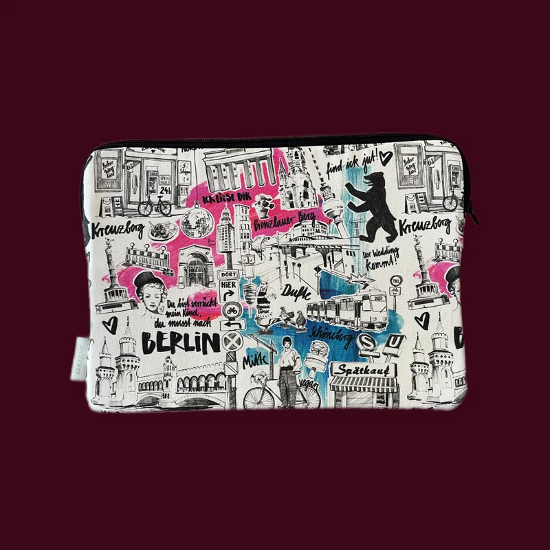 Laptoptasche im beliebten Berlindesign aus 100% Baumwolle für 13"/14" Laptops