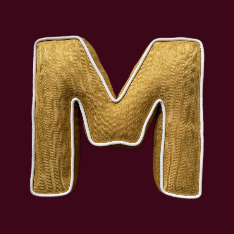 Buchstabenkissen HERRINGBONE | Curry