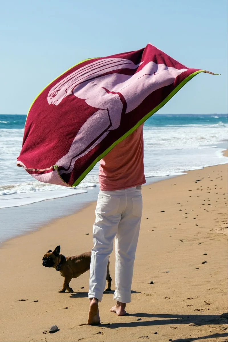 Beach Towel “THE DIVER” by Jeanne Decasper - XL 100% Cotton