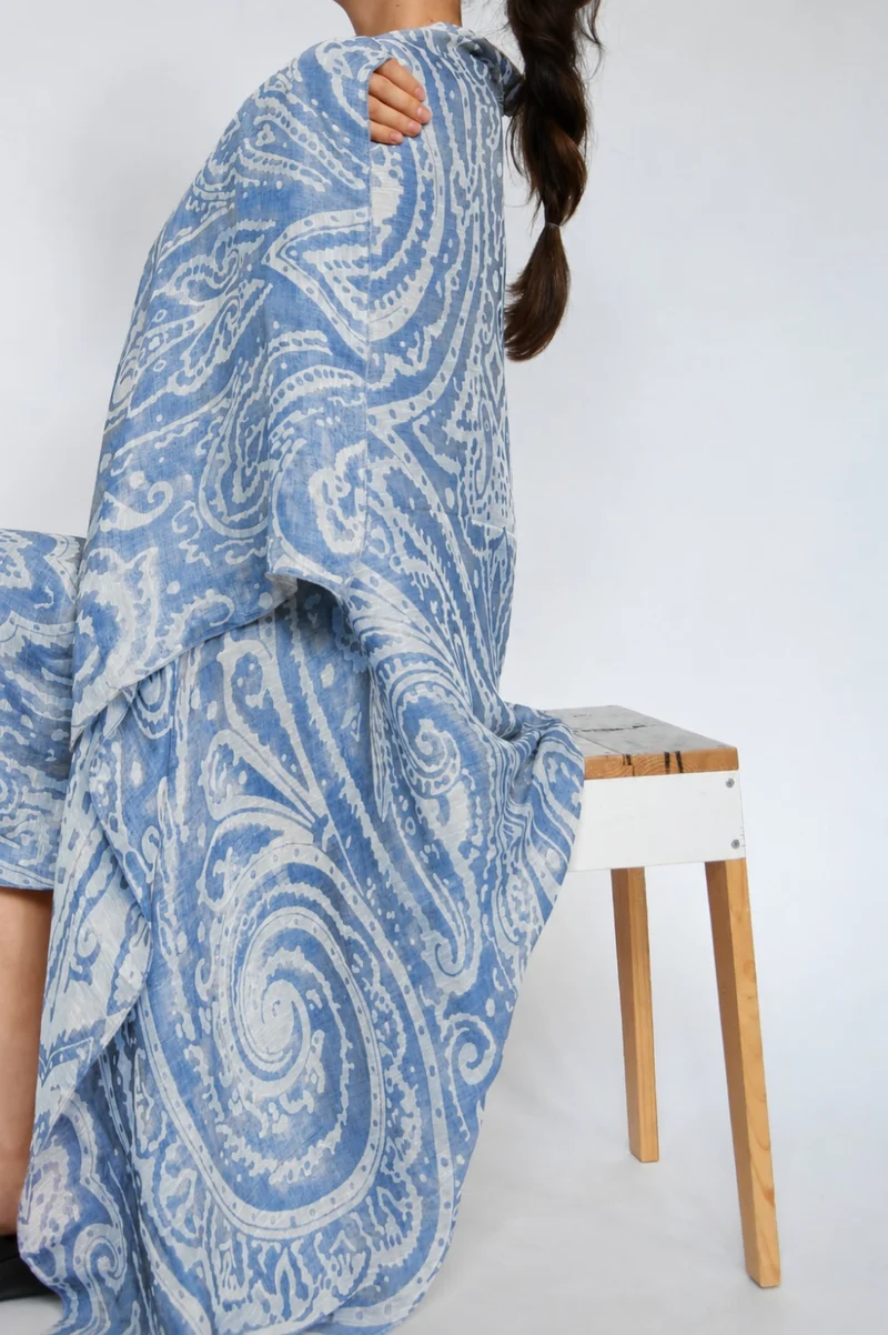 Sarong "Krishna" - Linen & Modal Yarn Dyed in Sky Blue