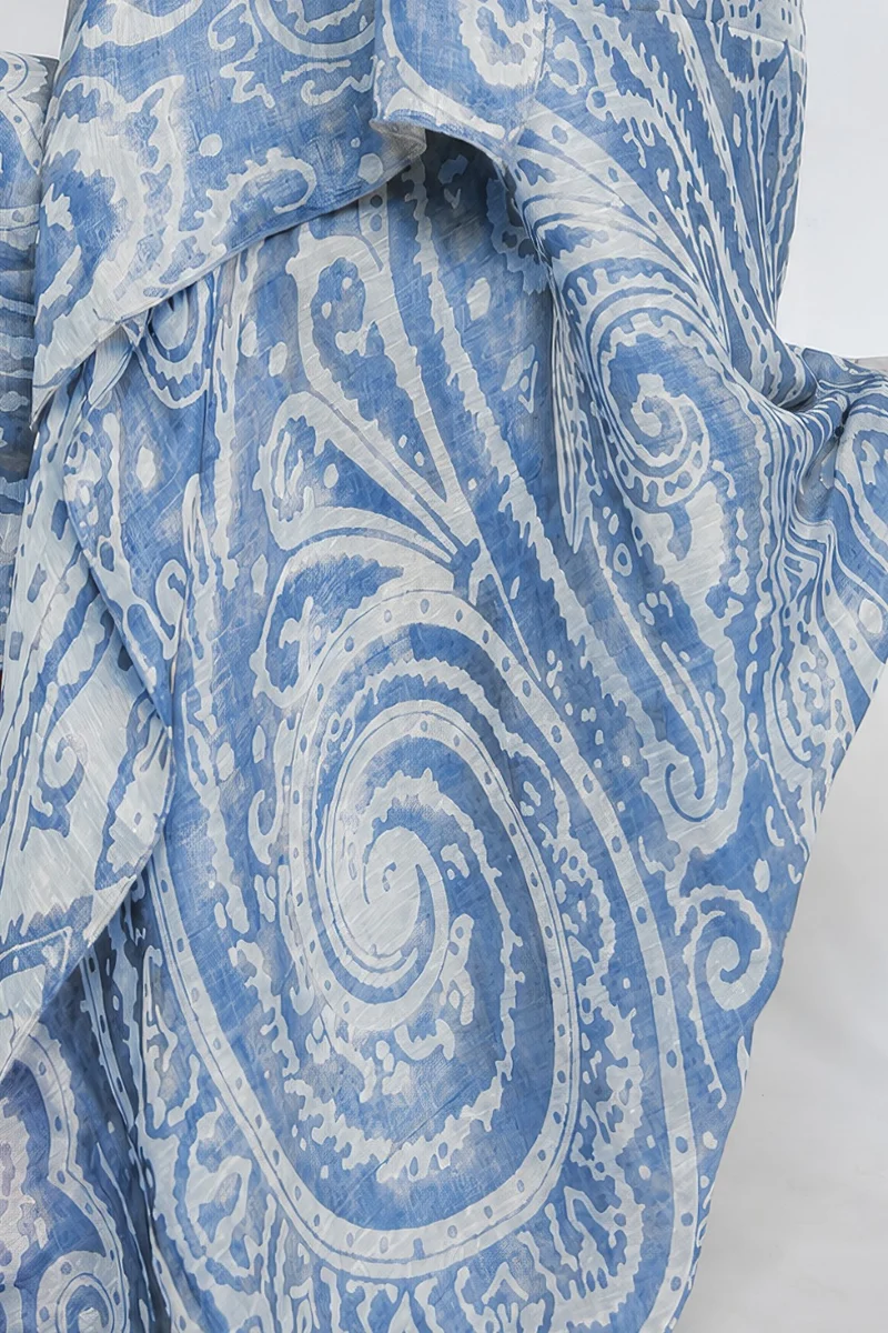 Sarong "Krishna" - Linen & Modal Yarn Dyed in Sky Blue