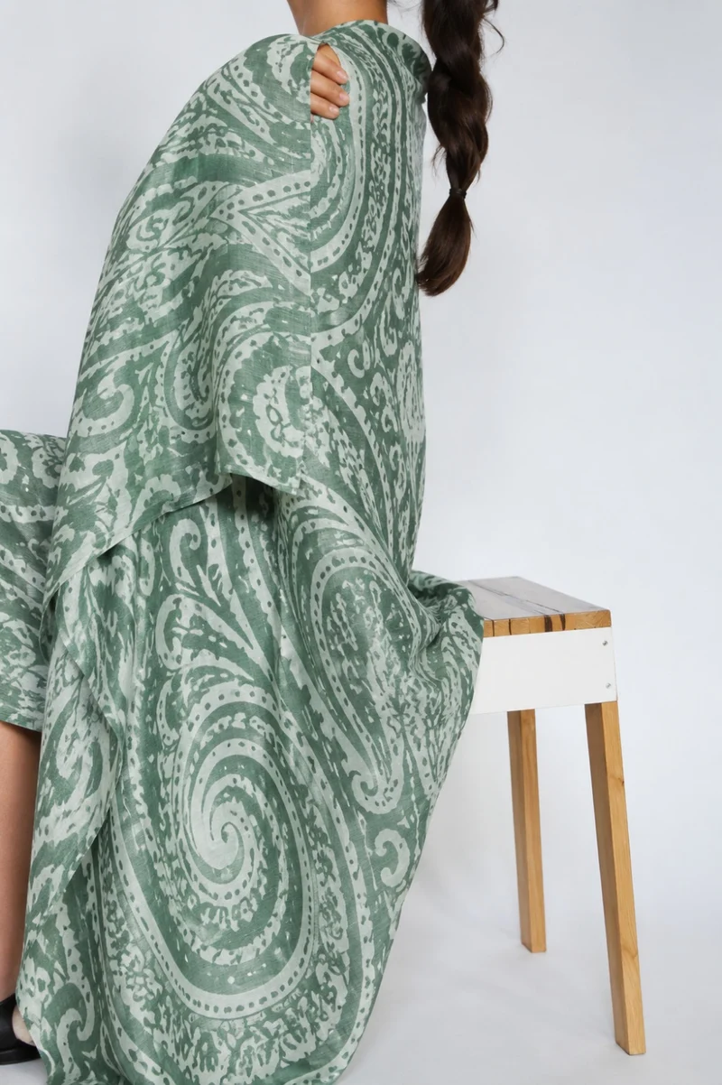 Sarong "Krishna" - Linen & Modal Yarn Dyed in Petrol