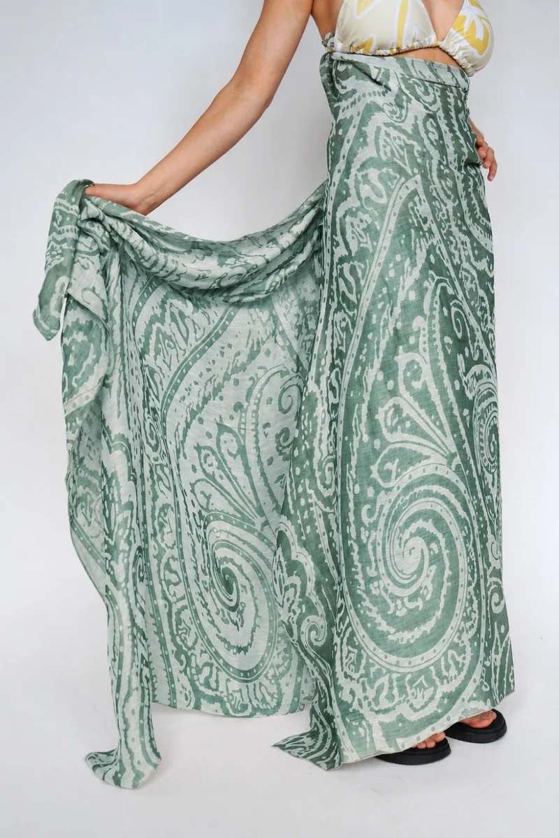 Sarong "Krishna" - Linen & Modal Yarn Dyed in Petrol
