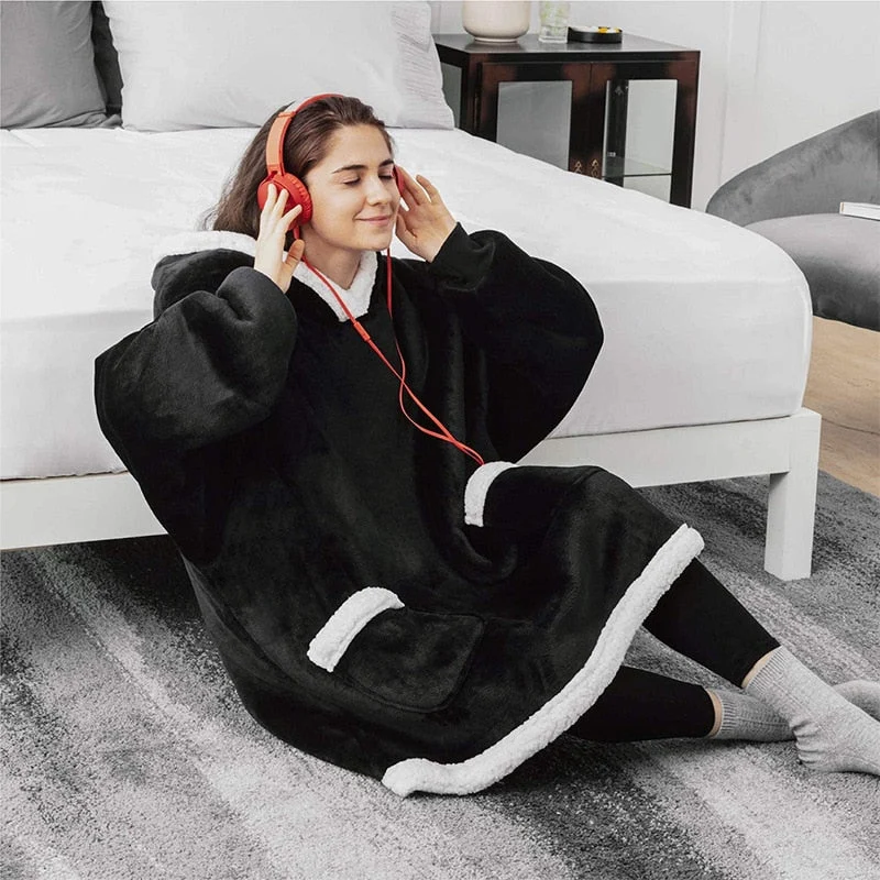 Fleece Decke mit Ärmeln Damen | Flauschige Kuscheldecke mit freien Händen für Sofa, Lesen und gemütliche Filmabende