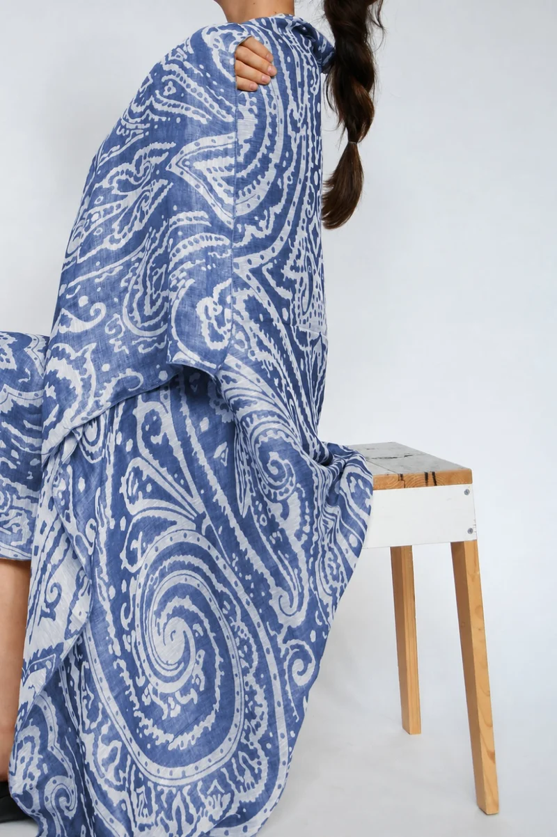 Sarong "Krishna" - Linen & Modal Yarn Dyed in Navy Blue
