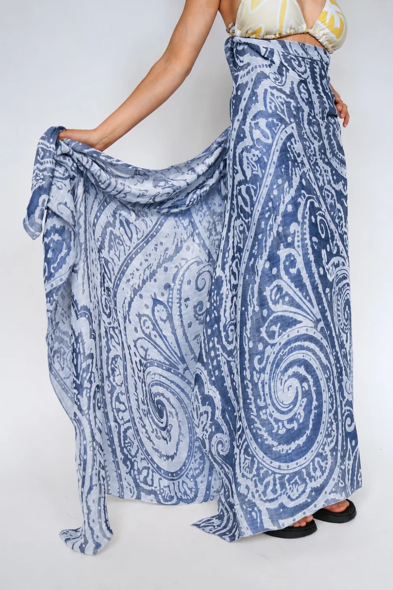 Sarong "Krishna" - Linen & Modal Yarn Dyed in Navy Blue