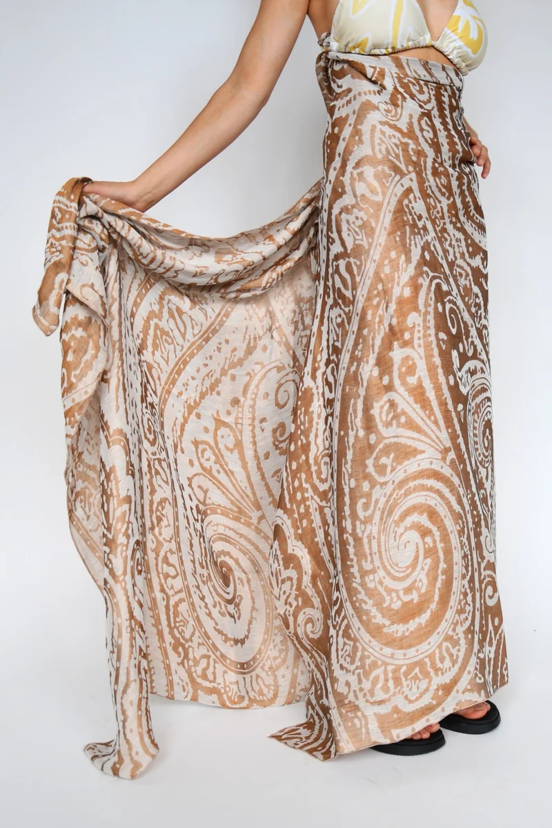 Sarong "Krishna" - Linen & Modal Yarn Dyed in Camel