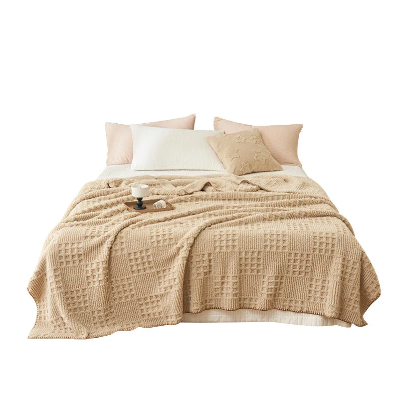 Texturierte Kuscheldecke | Weiche Plüschdecke mit Strukturmuster für Sofa, Bett und Wohnbereich | Maschinenwaschbar