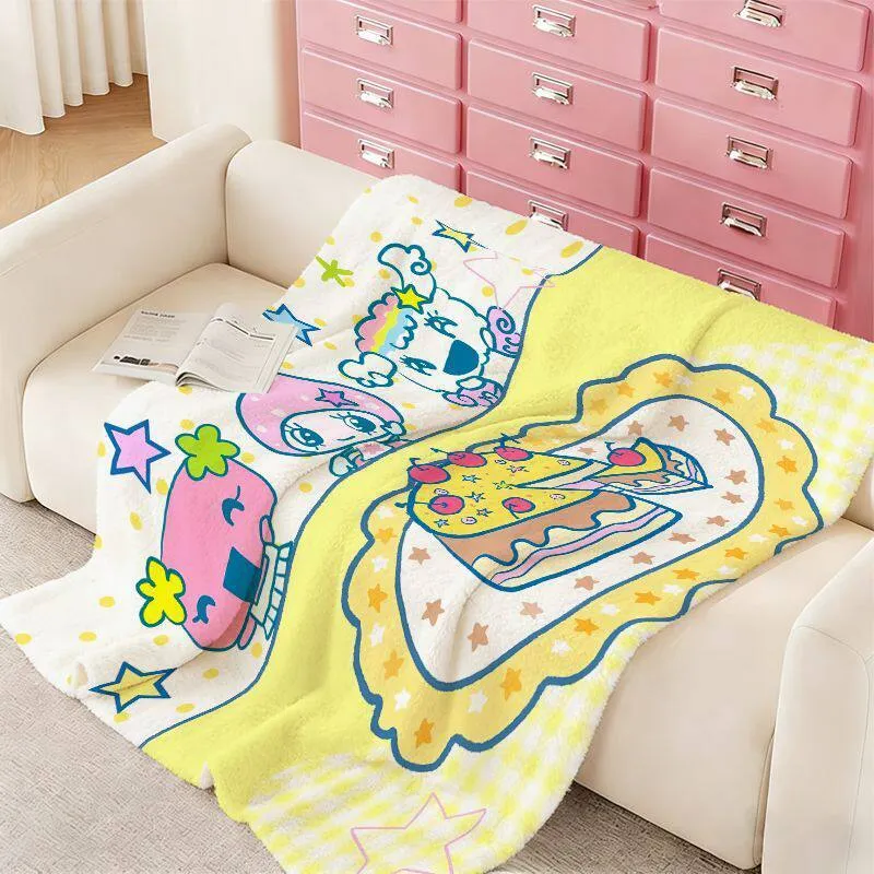 Cartoon Kuscheldecke | Weiche Plüschdecke mit verspieltem Cartoon-Muster für Sofa, Schlafzimmer, Filmabende und Kinder