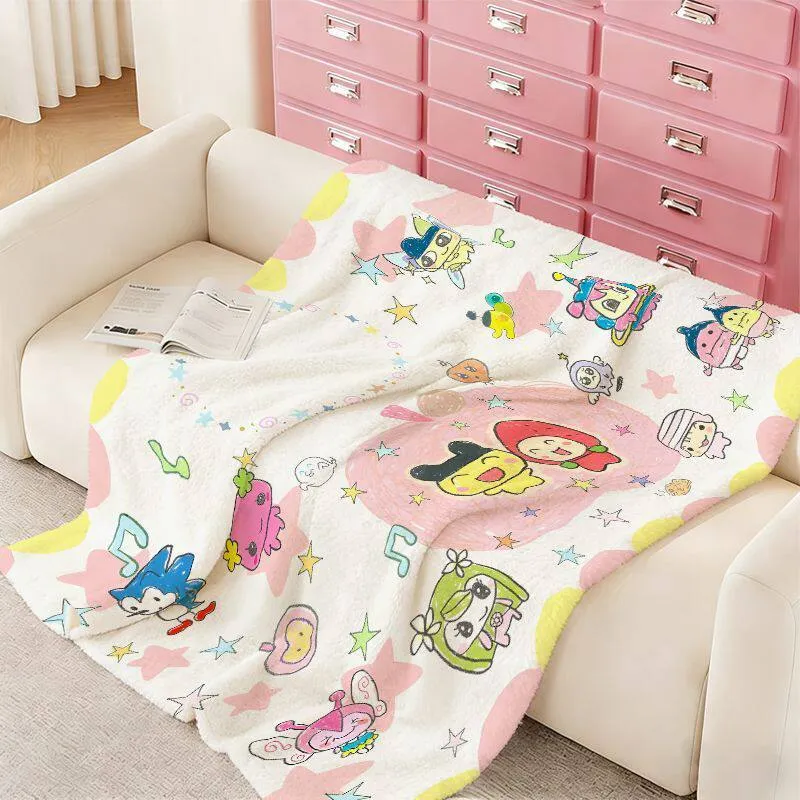 Cartoon Kuscheldecke | Weiche Plüschdecke mit verspieltem Cartoon-Muster für Sofa, Schlafzimmer, Filmabende und Kinder