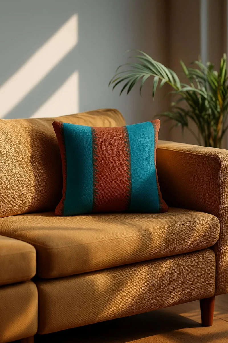 Indoor Outdoor Cushion "One Love" - Petrol Terracotta