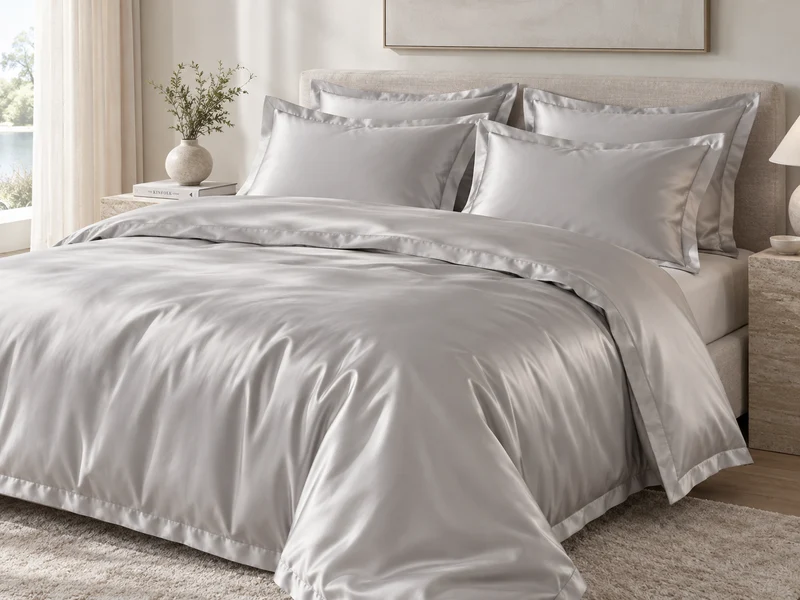 Satin Bettwäsche 430 TC "Suave Cool Grey", Ägyptische Baumwolle