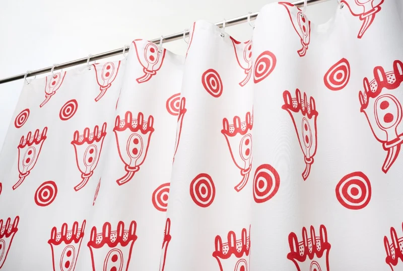 Artist Cotton Shower Curtain "Cosmic White" by Nathalie Du Pasquier & George Sowden