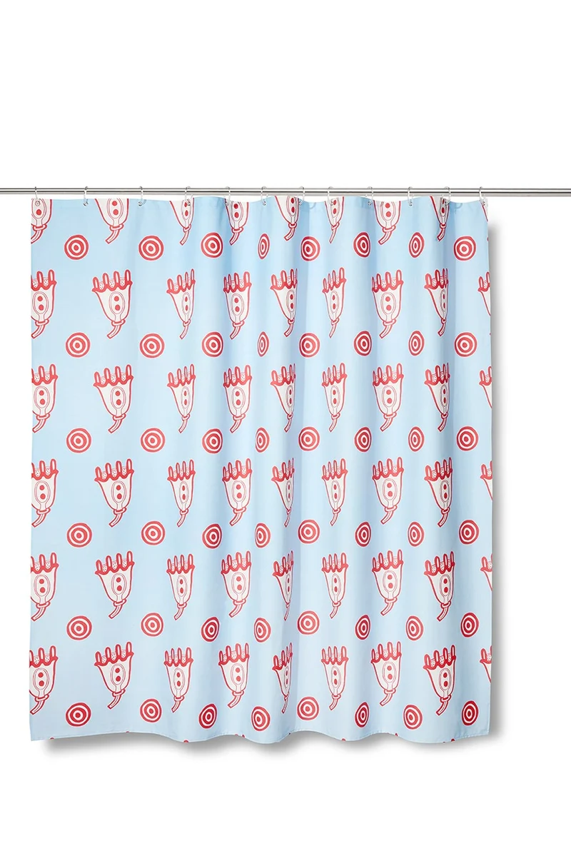 Artist Cotton Shower Curtain "Cosmic Blue" by Nathalie Du Pasquier & George Sowden