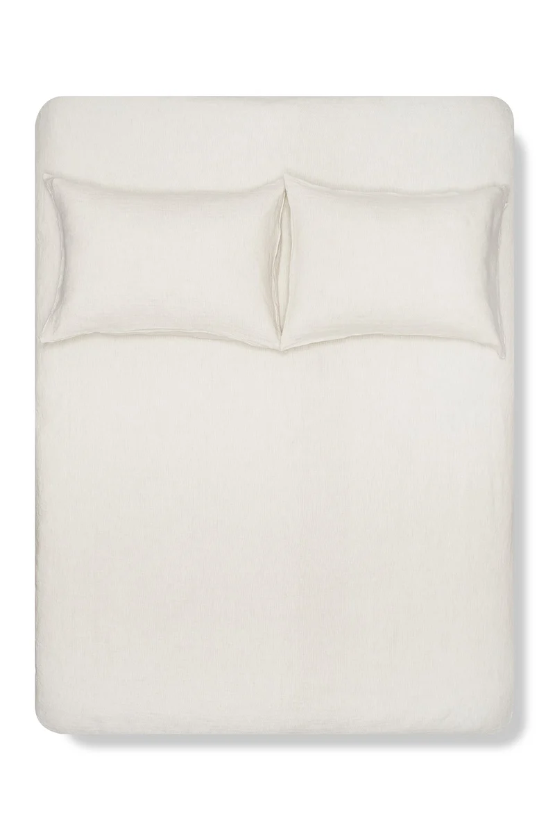 Linen Bedding Small Check in Light Grey Color