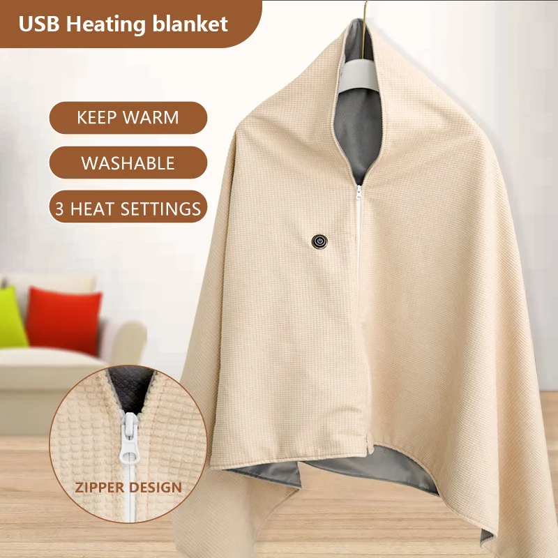 USB Heizdecke 150 × 80 cm | Wärmedecke mit 8 Heizzonen, 3 Heizstufen und 10 W für Zuhause, Büro, Reisen und Camping