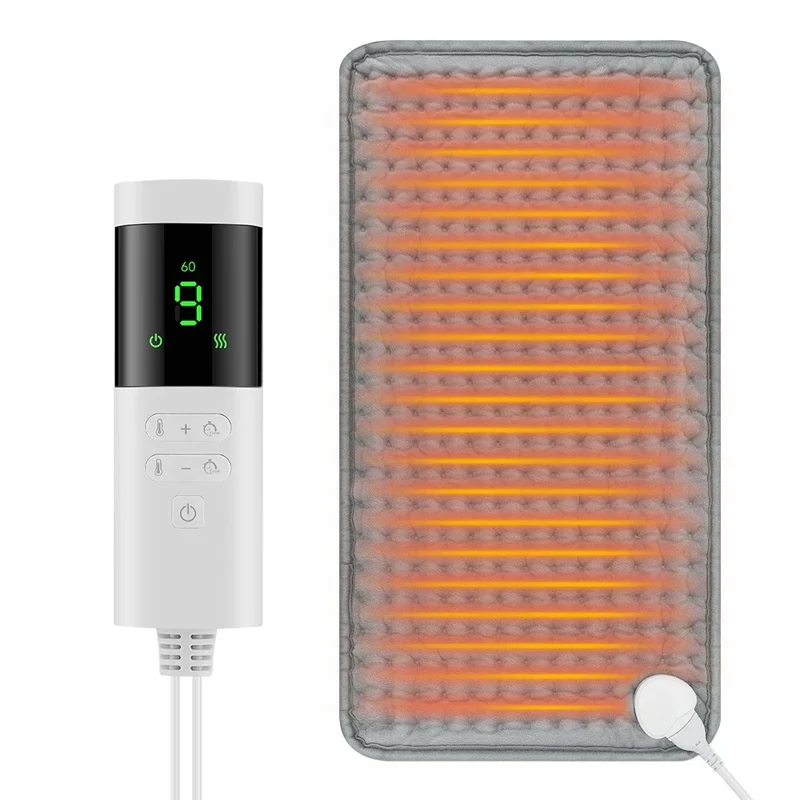Elektrisches Heizkissen 30 × 60 cm | 9 Temperaturstufen, 4 Timer-Modi, 75 W und Abschaltautomatik für Rücken und Bauch