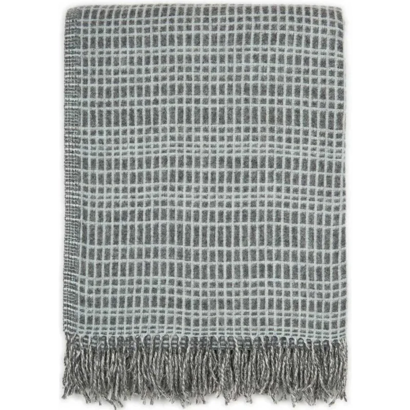 Merino Doubleface Decke mit Karo-Muster