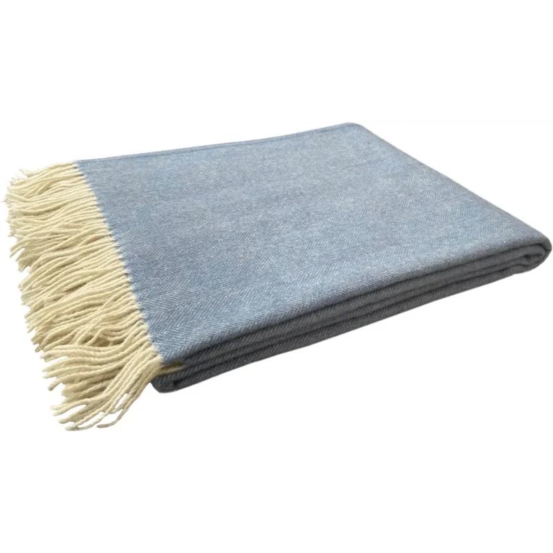 Merino Decke mit Fischgrät-Muster
