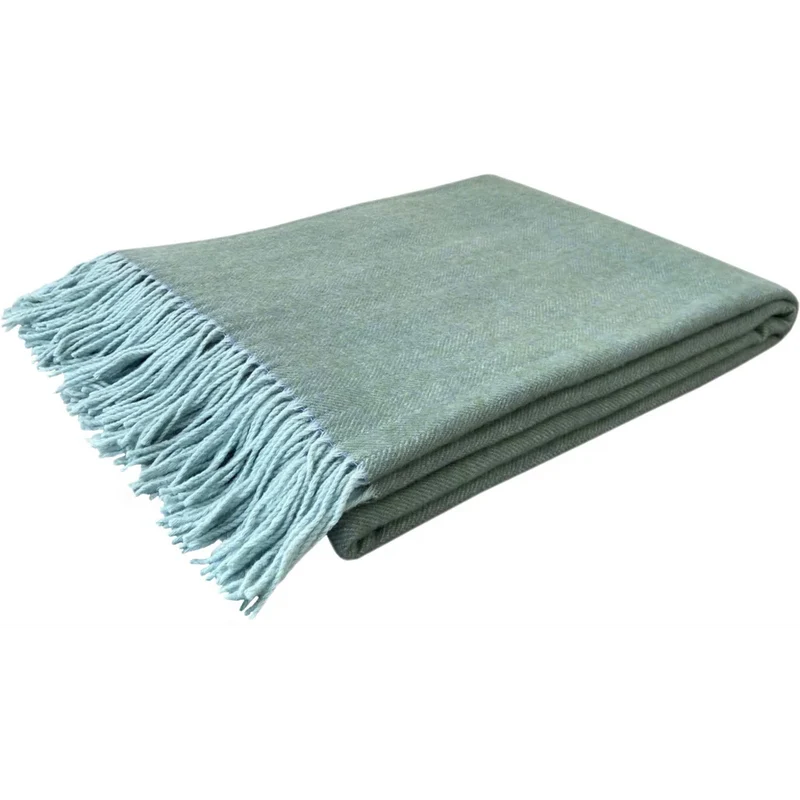 Merino Decke mit Fischgrät-Muster