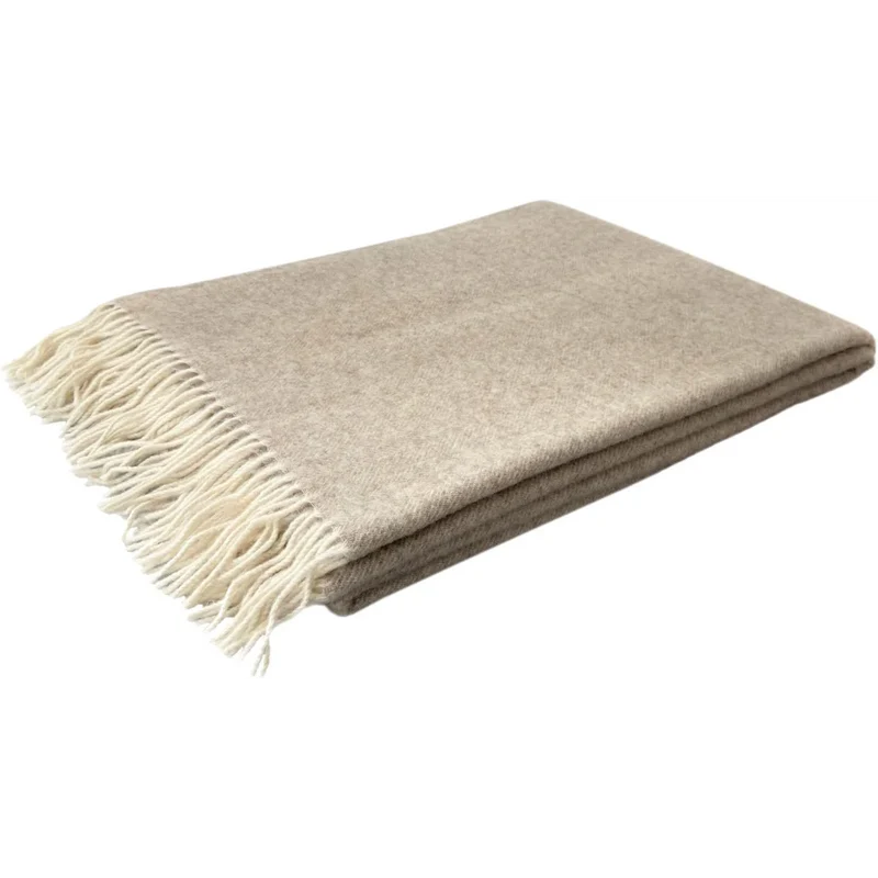 Merino Decke mit Fischgrät-Muster