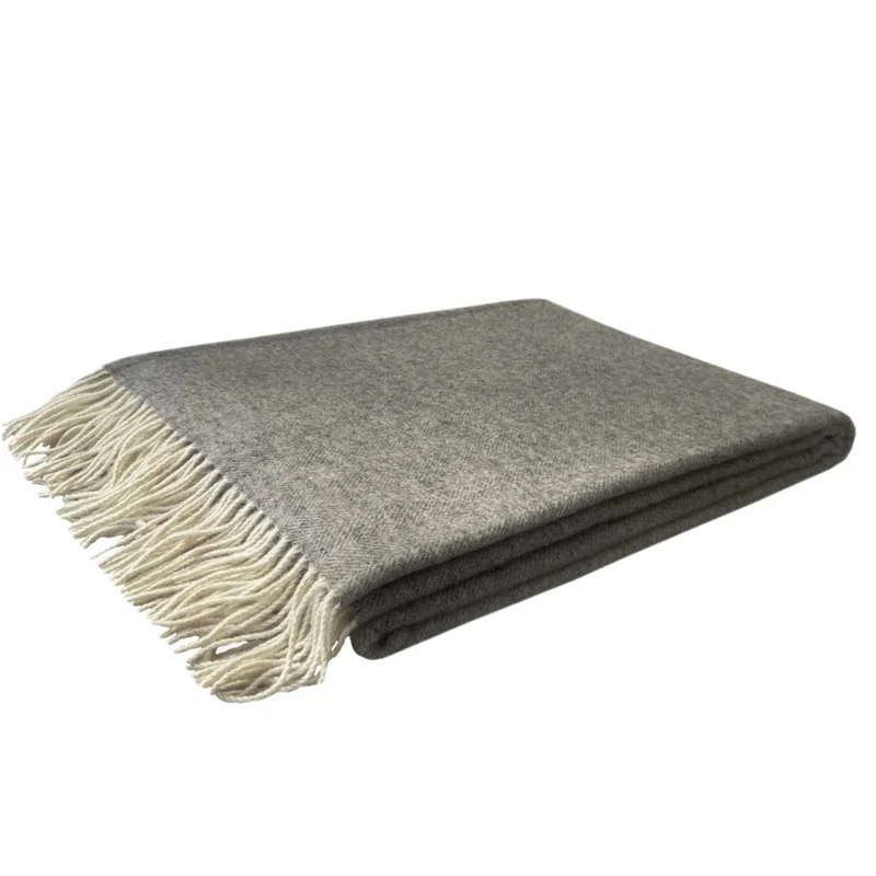Merino Decke mit Fischgrät-Muster
