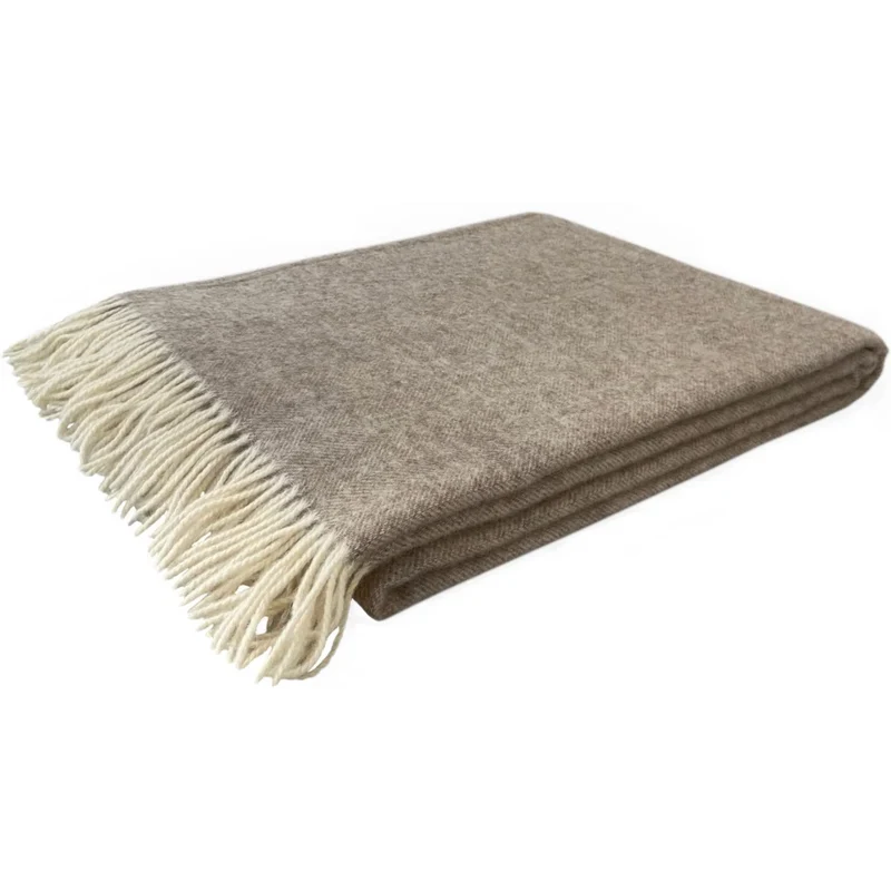 Merino Decke mit Fischgrät-Muster
