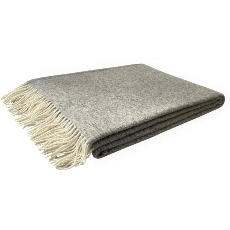 Merino Decke mit Fischgrät-Muster