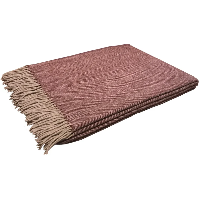 Merino Decke mit Fischgrät-Muster