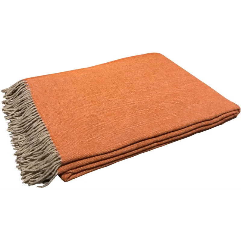 Merino Decke mit Fischgrät-Muster