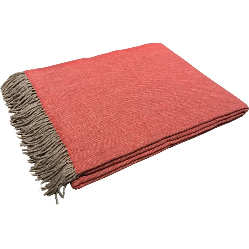 Merino Decke mit Fischgrät-Muster