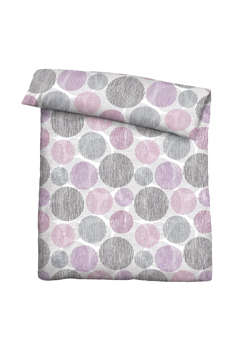 Thermo-Fleece Bettwäsche 135 x 200 cm | Besonders warm und federleicht mit Kreismuster in Brombeer und Grau | 40 °C waschbar