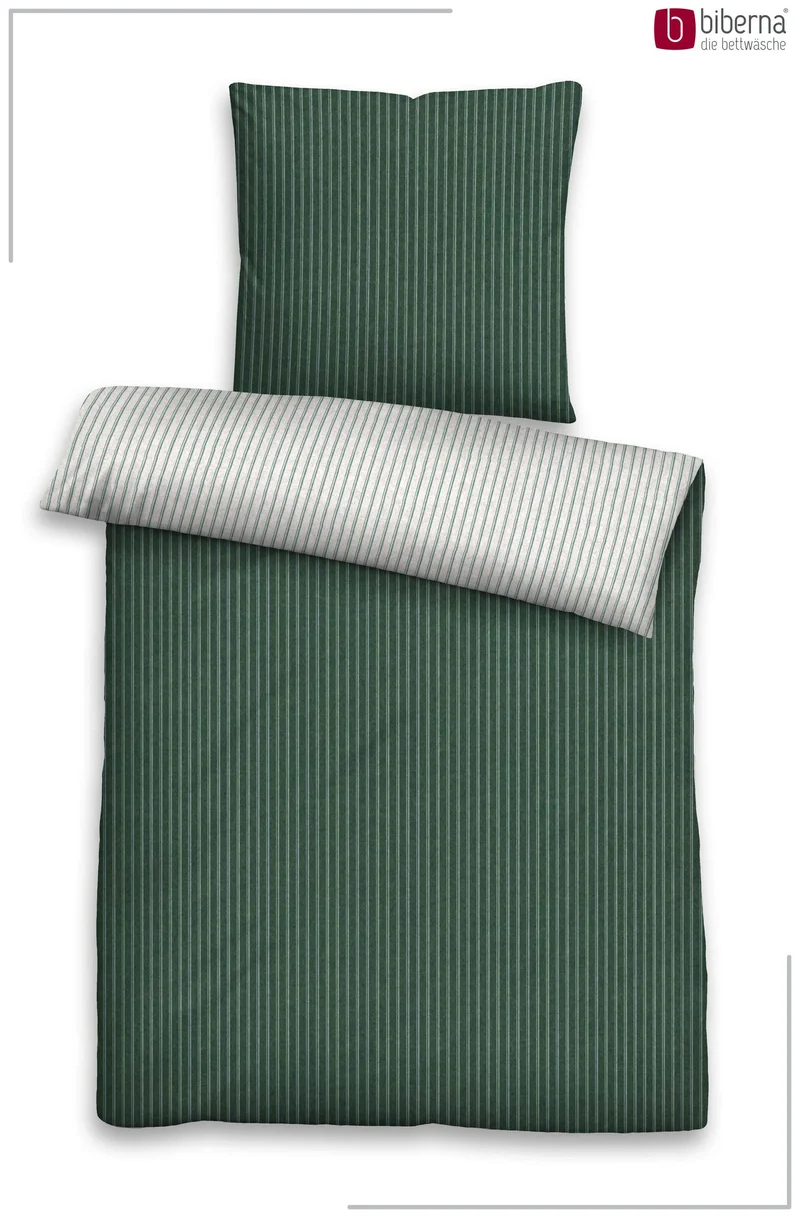Melange Flanell Bettwäsche aus 100 % Baumwolle | Feine Längsstreifen in Hellgrau und Weiß | Beidseitig angeraut, 60 °C waschbar
