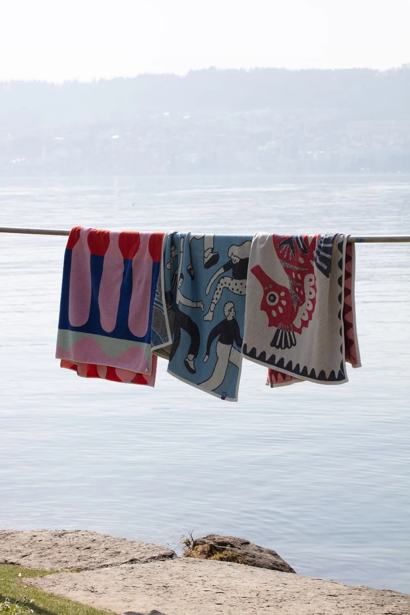 Cotton Beach Towel & Mini Blanket “Skaters” by Peter Phobia