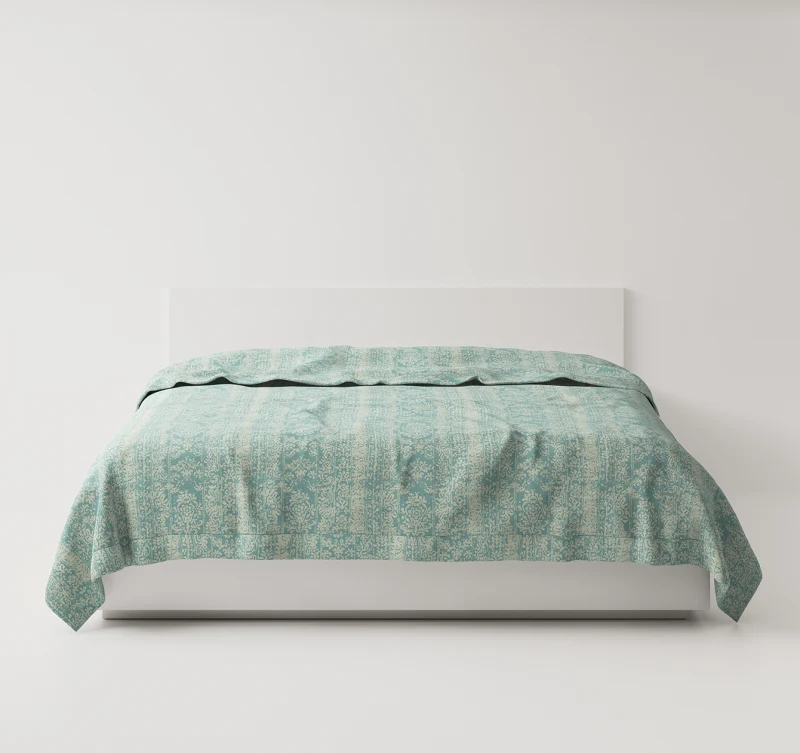 Halbleinen Tagesdecke "Leitner Vintage", Arctic Blue