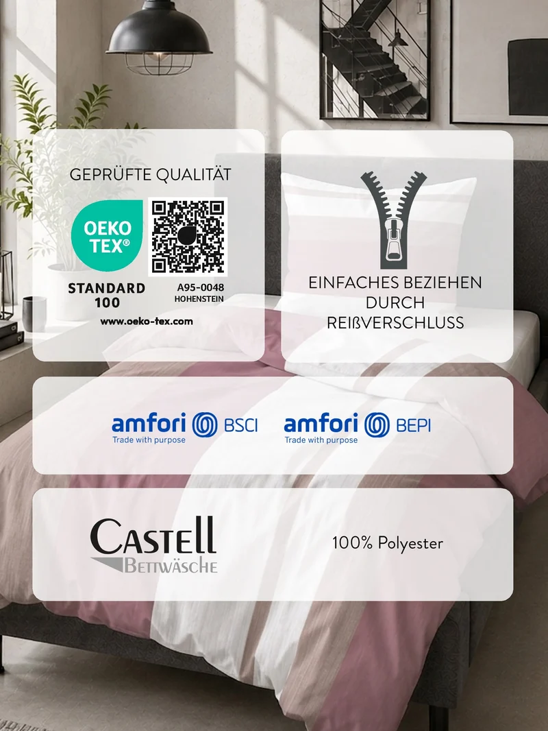 Thermo-Fleece Bettwäsche aus 100 % Polyester | Federleicht und besonders warm mit Streifendesign | Schnell trocknend, 40 °C waschbar