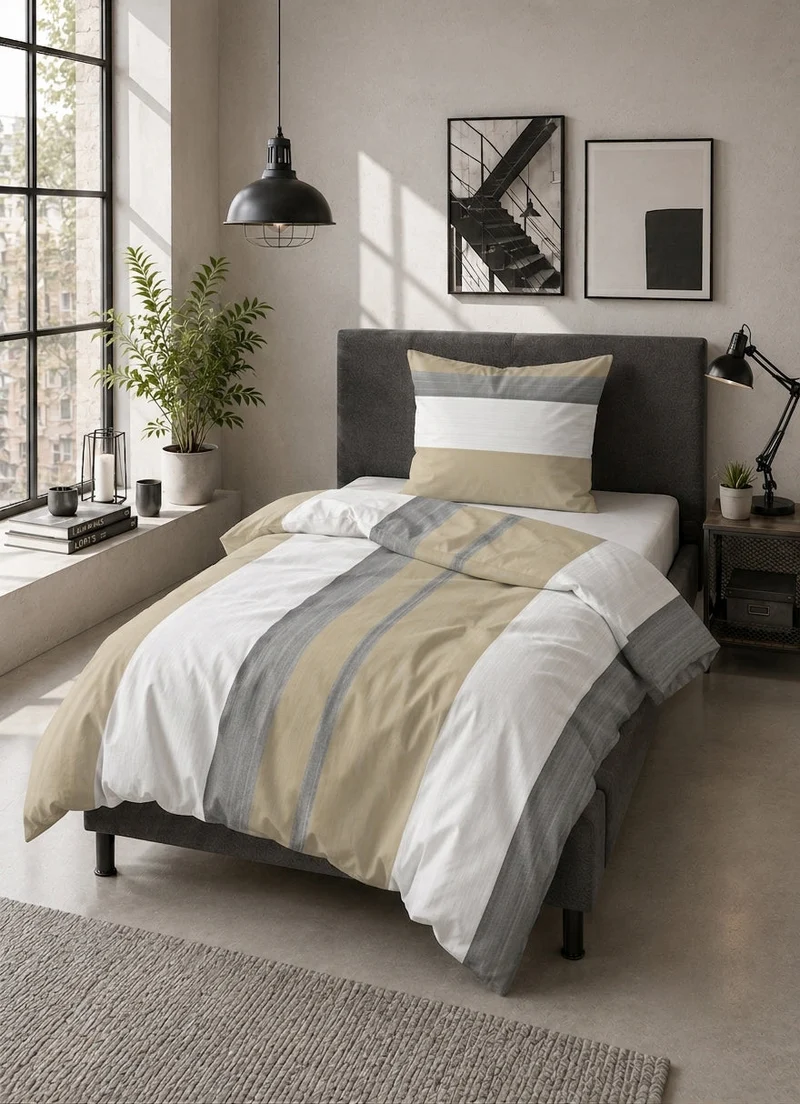 Thermo-Fleece Bettwäsche aus 100 % Polyester | Federleicht und besonders warm mit Streifendesign | Schnell trocknend, 40 °C waschbar
