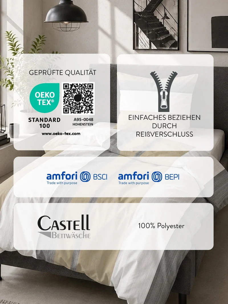 Thermo-Fleece Bettwäsche aus 100 % Polyester | Federleicht und besonders warm mit Streifendesign | Schnell trocknend, 40 °C waschbar