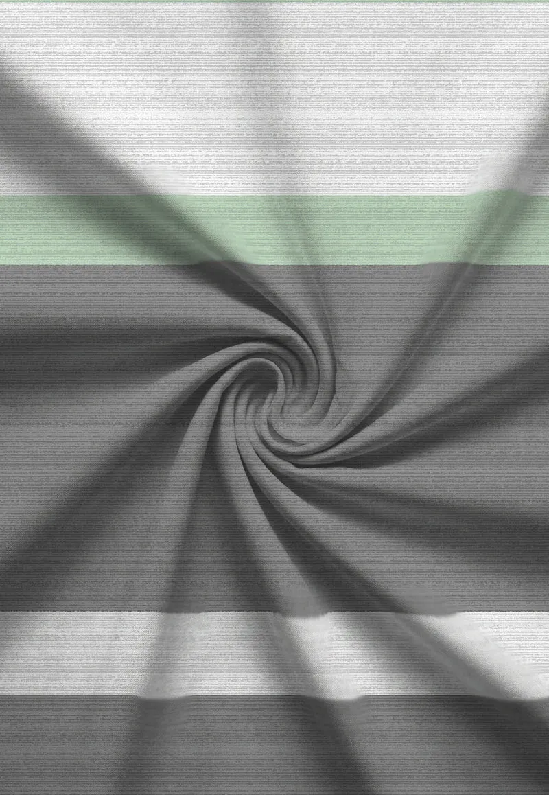 Edelflanell Bettwäsche 135 x 200 cm aus Baumwolle | Weich angeraut mit Streifen in Grau, Weiß und Salbeigrün | 60 °C waschbar