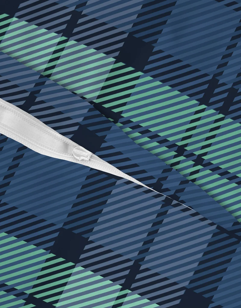 Feinbiber Bettwäsche aus 100 % Baumwolle | Tartan-Karo in Saphirblau und Tannengrün | Beidseitig angeraut und 60 °C waschbar