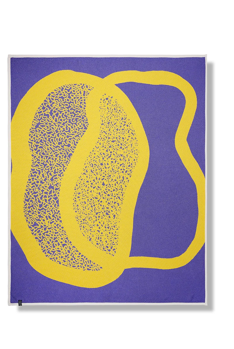 Cotton Blanket “Merging Islands” in Yellow by Roland Schär