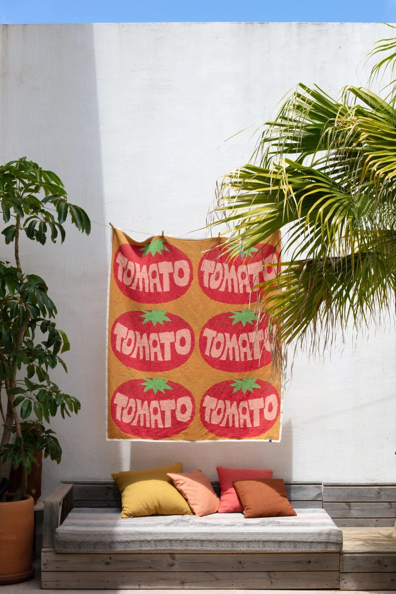 Cotton Blanket “Tomato” by Jody Barton