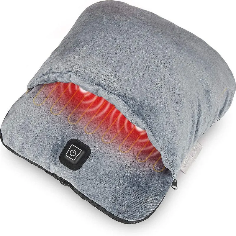USB Fußwärmer mit Massagefunktion | Beheiztes Fußkissen mit Vibrationsmassage und weichem Fleece für Büro, Sofa und Bett