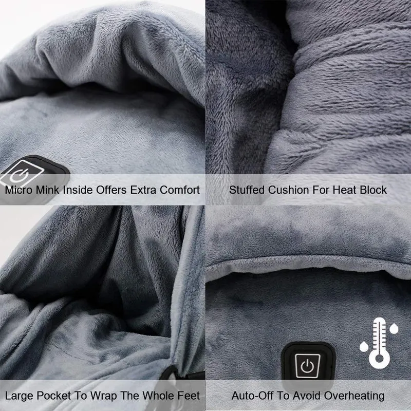 USB Fußwärmer mit Massagefunktion | Beheiztes Fußkissen mit Vibrationsmassage und weichem Fleece für Büro, Sofa und Bett