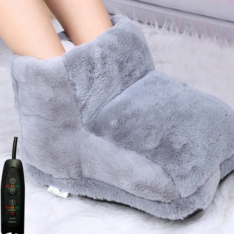 USB Fußwärmer mit Massagefunktion | Beheiztes Fußkissen mit Vibrationsmassage und weichem Fleece für Büro, Sofa und Bett