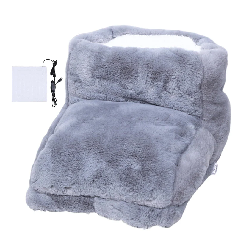 USB Fußwärmer mit Massagefunktion | Beheiztes Fußkissen mit Vibrationsmassage und weichem Fleece für Büro, Sofa und Bett